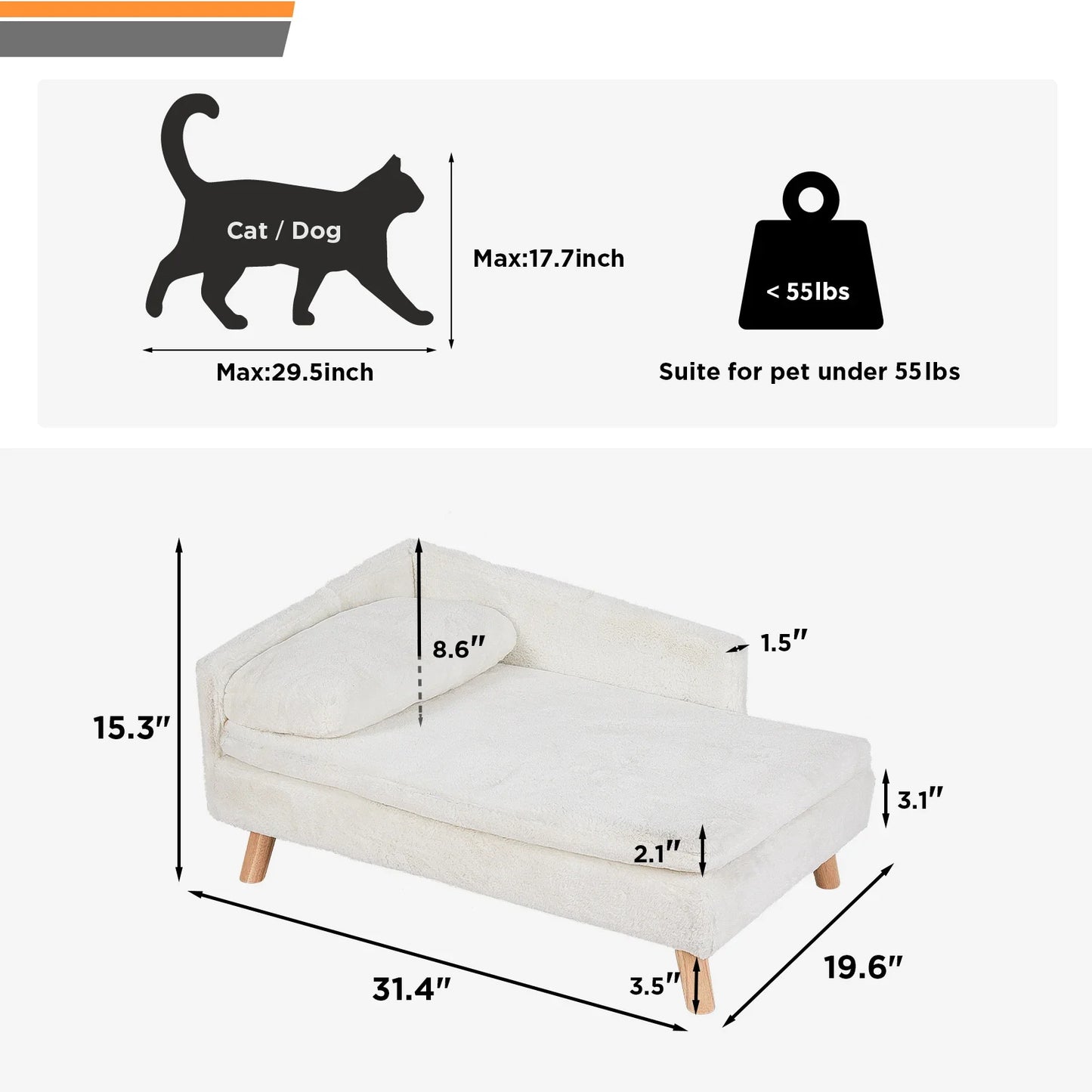 Elevated Pet Bed β Nordic Style Stool Bed with Cozy Waterproof Pad & Wooden Legs for Small Dogs & Kittens