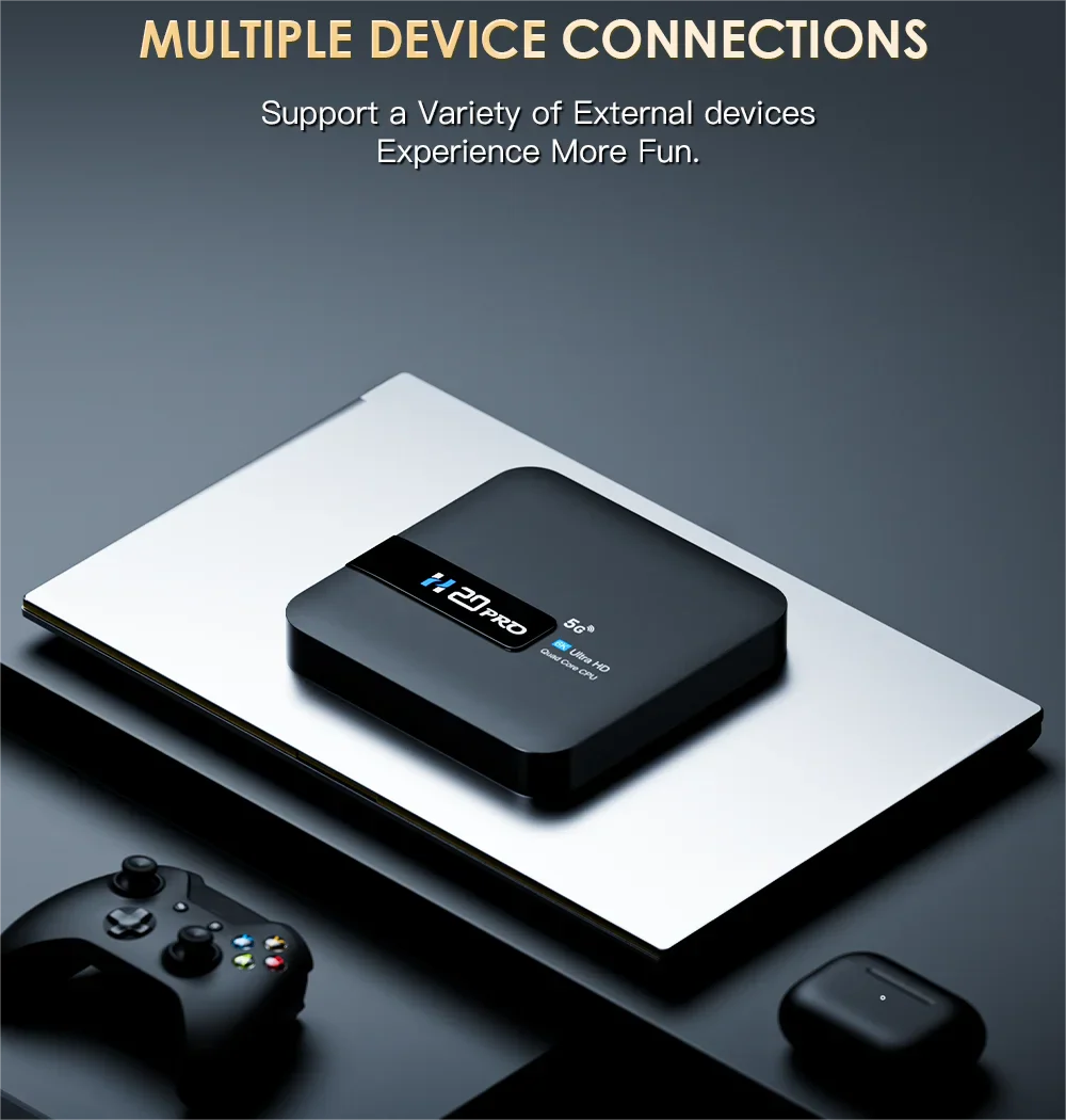 H20PRO Android TV Box – 4K Media Player with Android 10, 2GB RAM, 16GB Storage, Dual WiFi, Play Store, 1080P