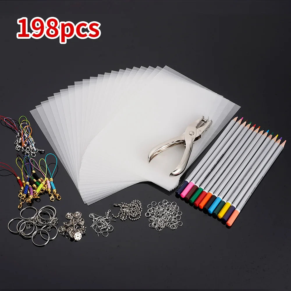 Heat Shrink Plastic Sheets Set – DIY Shrinky Art Film for Keychains, Ornaments & Scrapbooking Crafts