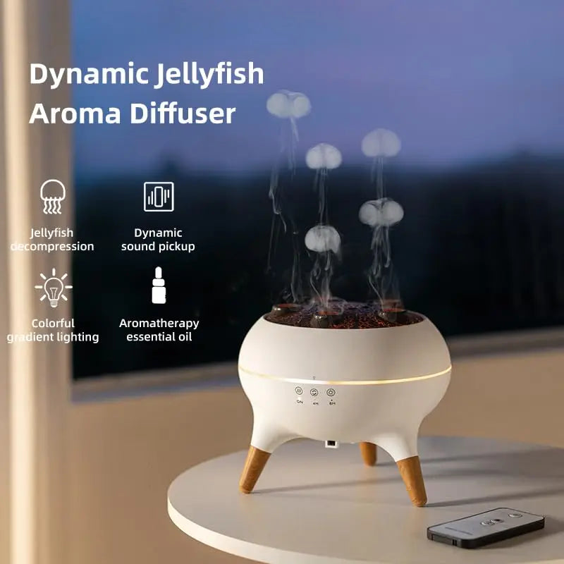 Dynamic Jellyfish Air Humidifier 250ml – Essential Oil Diffuser with 7 Color LED Night Light & Remote Control for Bedroom