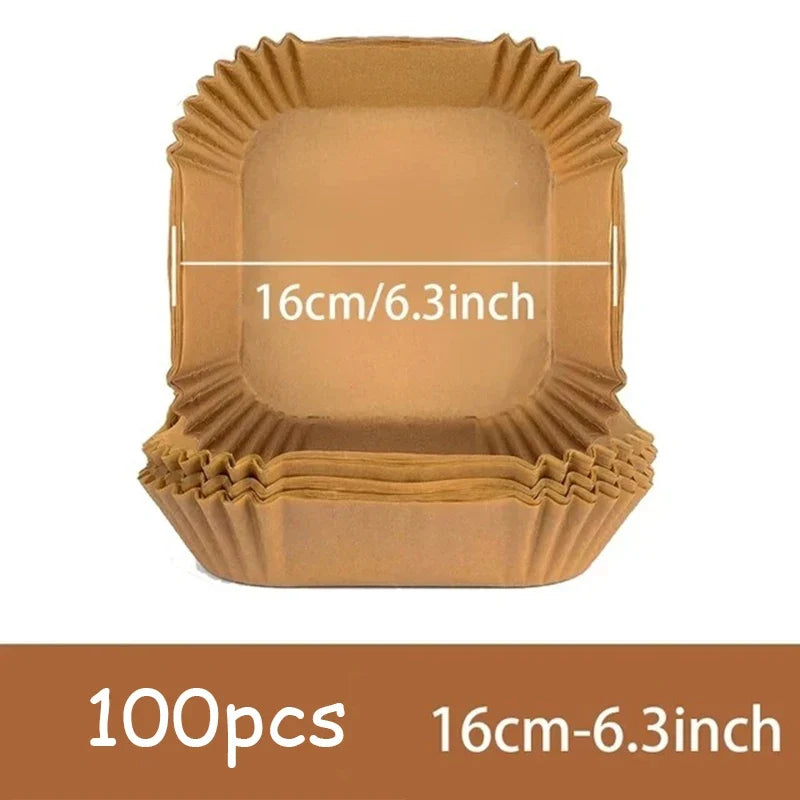 50Pcs Disposable Non-Stick Air Fryer Paper Liners – Round Baking Sheets Kitchen Airfryer Accessories for Easy Cooking & Cleanup