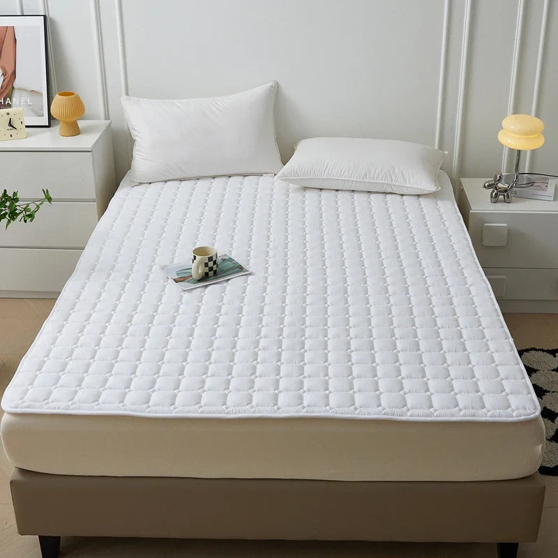 Waterproof Quilted Mattress Protector — Thickened, Breathable Topper for Single & Double Beds