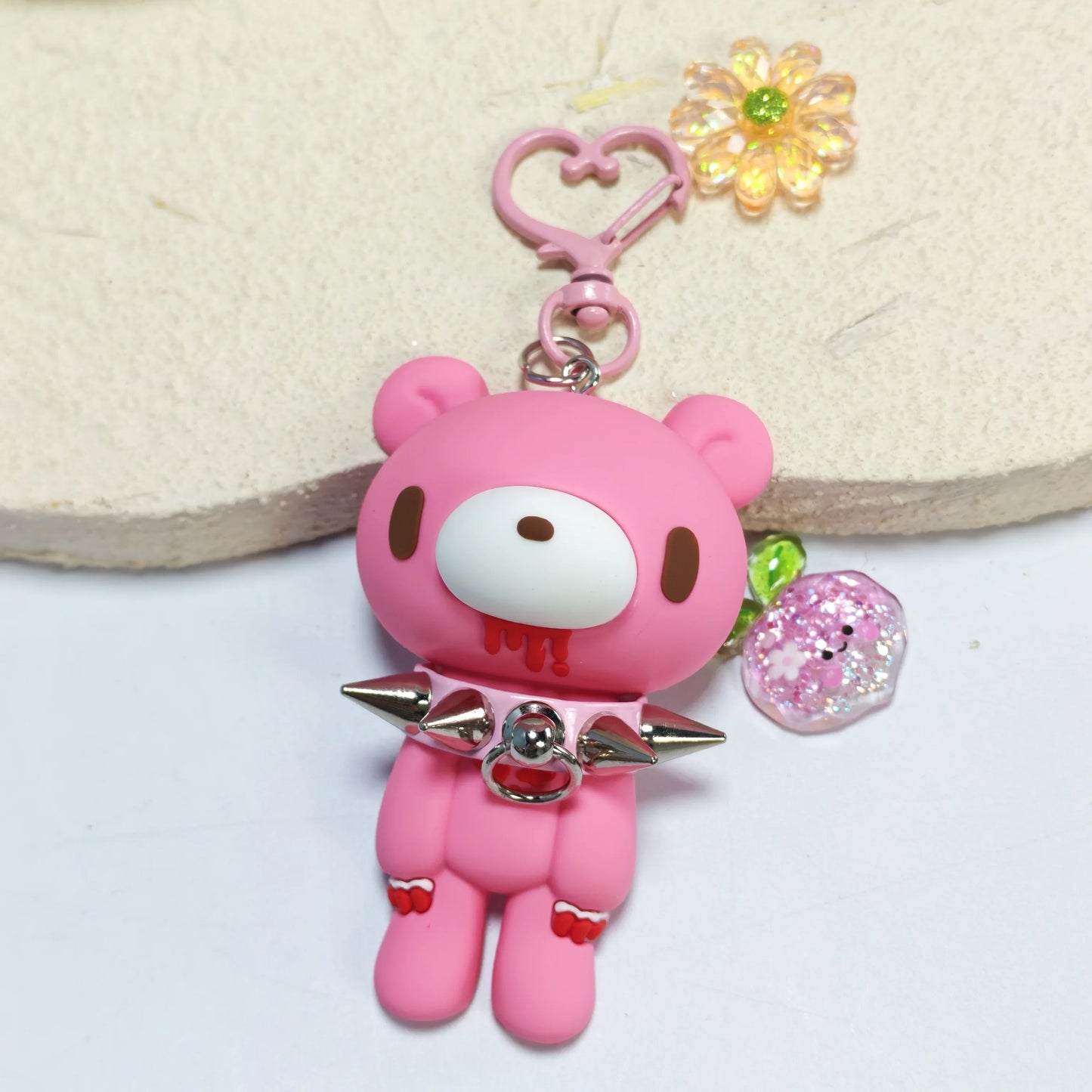 Demon Bear Keychain - Cute Punk Teddy Bag Charm with Spiked Collar, Collectible Gift Accessory
