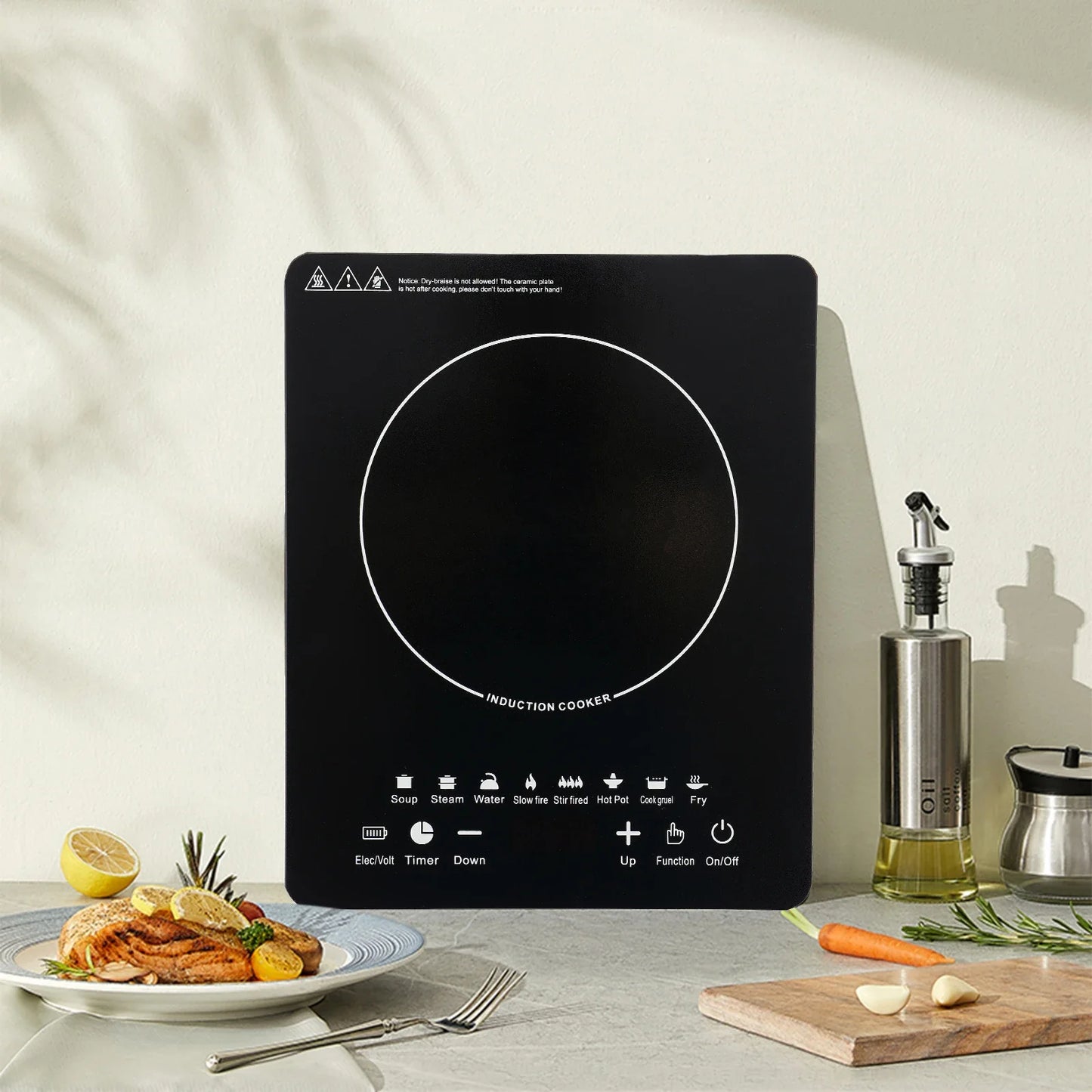 750W Portable Induction Cooktop Burner – Electric Hot Stove with Timer, Warm-keeping & Pre-setting Features for Kitchen & Restaurant