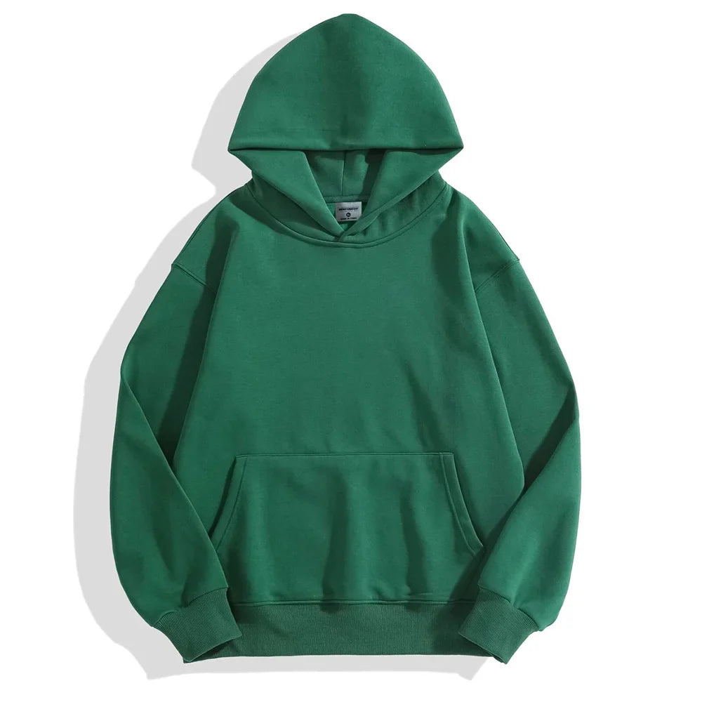 480gsm Heavyweight Cotton Fleece Hoodie – Unisex Plus Velvet Thick Pullover Sweatshirt with Hood