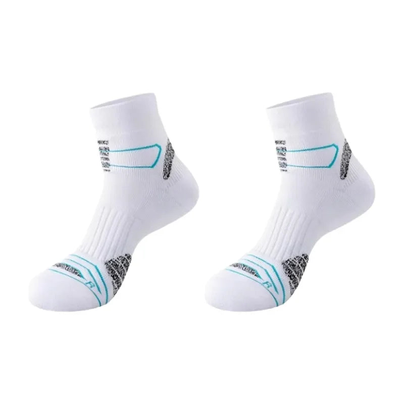 Professional Marathon Running Socks for Men – Thick Towel Bottom Sports Socks for Cycling & Basketball – Odor Control & Sweat Absorption Athletic Wear