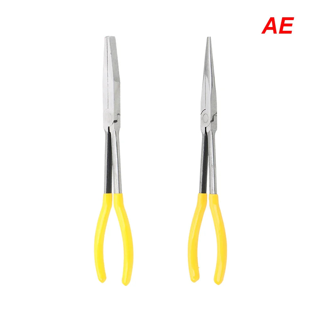 DIY Extra Long Nose Pliers – Straight & Bent Tip Mechanic Hand Tool for Car Maintenance, Spanner & Clip Removal Kit