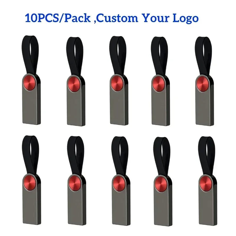 10-Pack Custom Logo USB Ring Flash Drive – Mini Pen Memory Stick 4GB/8GB/16GB/32GB, Perfect Wedding & Photography Gift