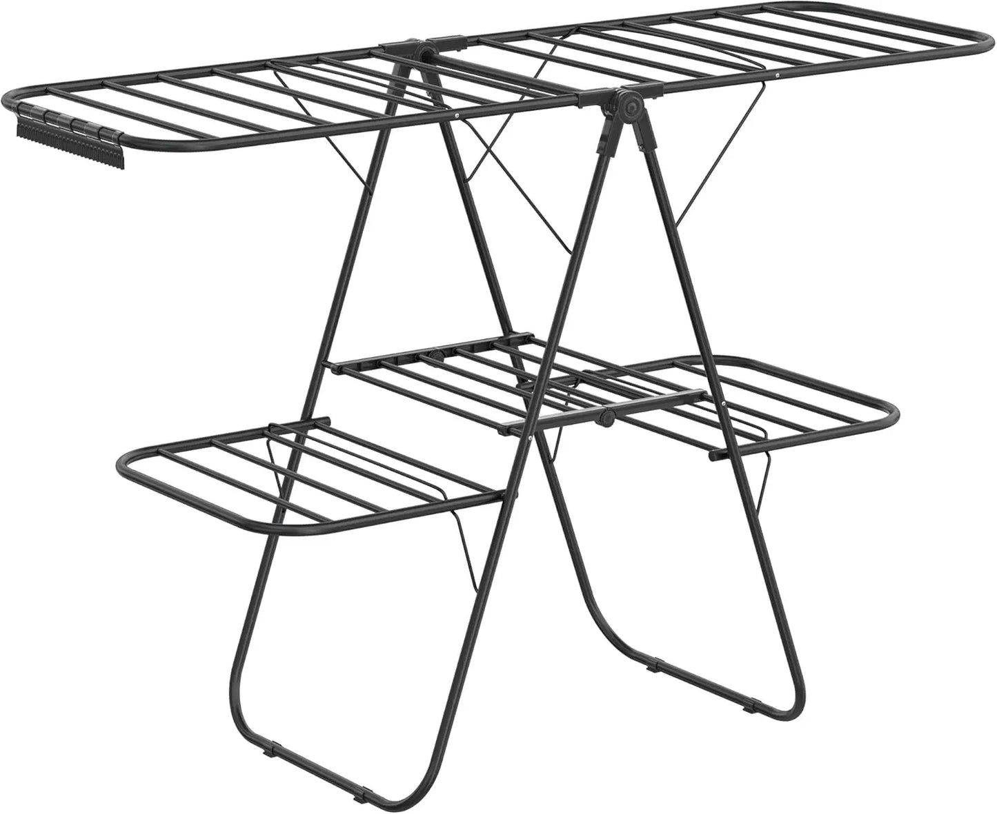 Foldable 2-Level Clothes Drying Rack – Large Free-Standing Laundry Rack with Height-Adjustable Wings