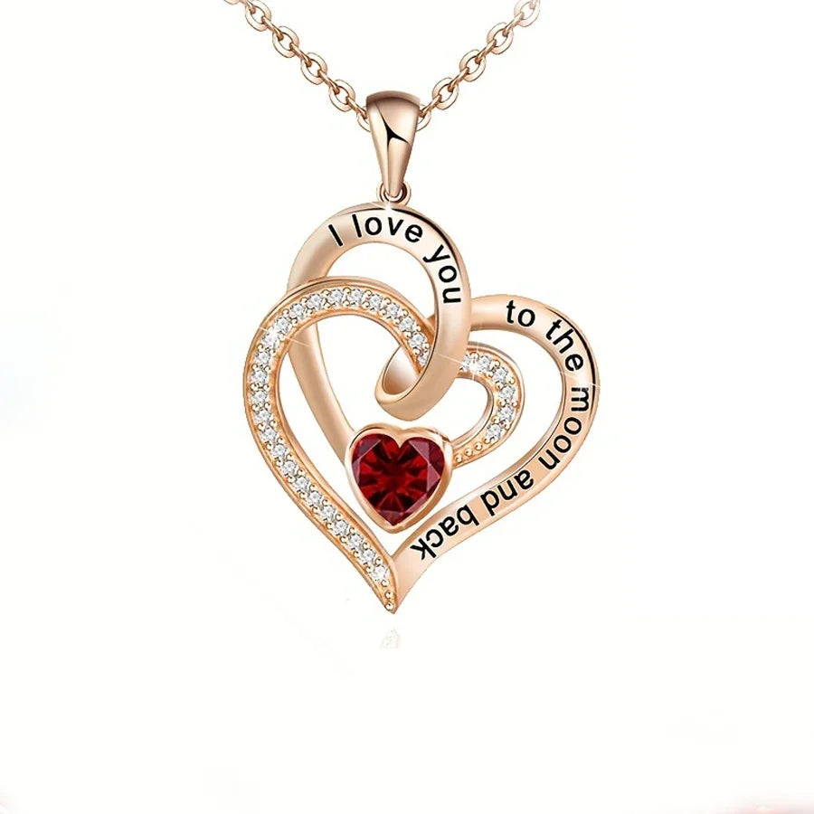 Luxury Love Heart Zircon Necklace - Rose Flower Gift Box Jewelry for Women, Girlfriends & Valentine’s Day