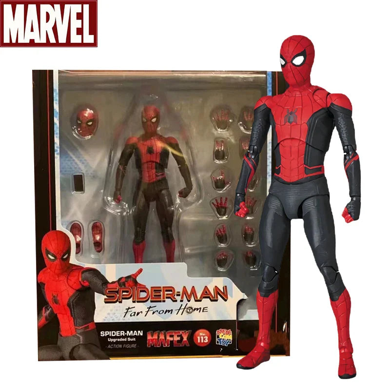 Disney Mafex 075 Spiderman Action Figure – 16cm High-Quality Spider-Man Model with Accessories, Collectible Toy Gift