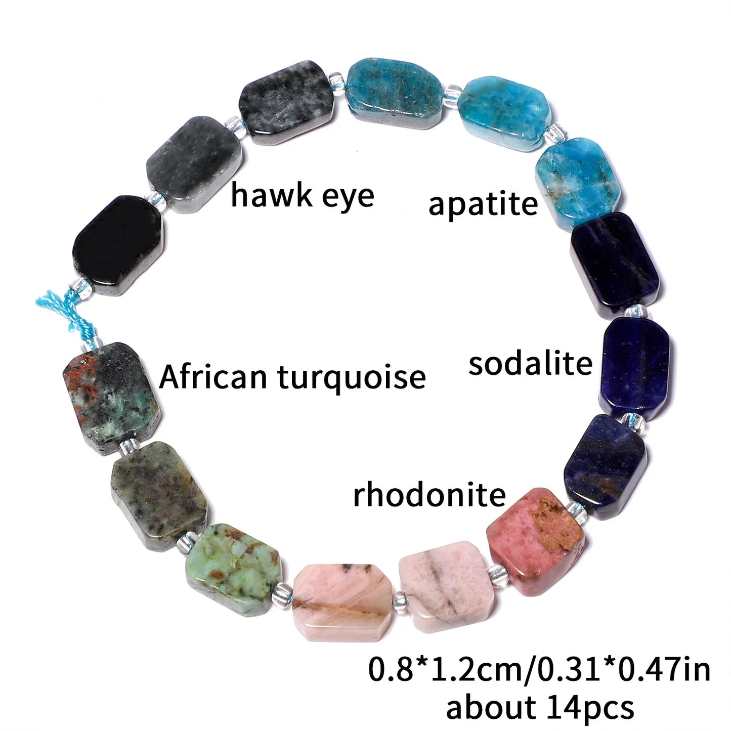 Natural Gemstone Rectangle Beads - 8x12mm Amethyst Citrine Lapis Lazuli Spacer Beads for DIY Jewelry Making & Bracelets