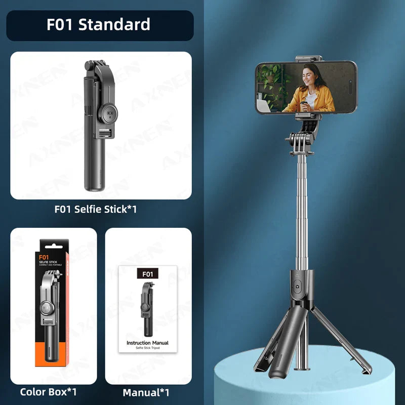 Bluetooth Selfie Stick Tripod with Wireless Remote and Phone Holder – Adjustable Desktop Stand for iPhone & Android, Optional Fill Light