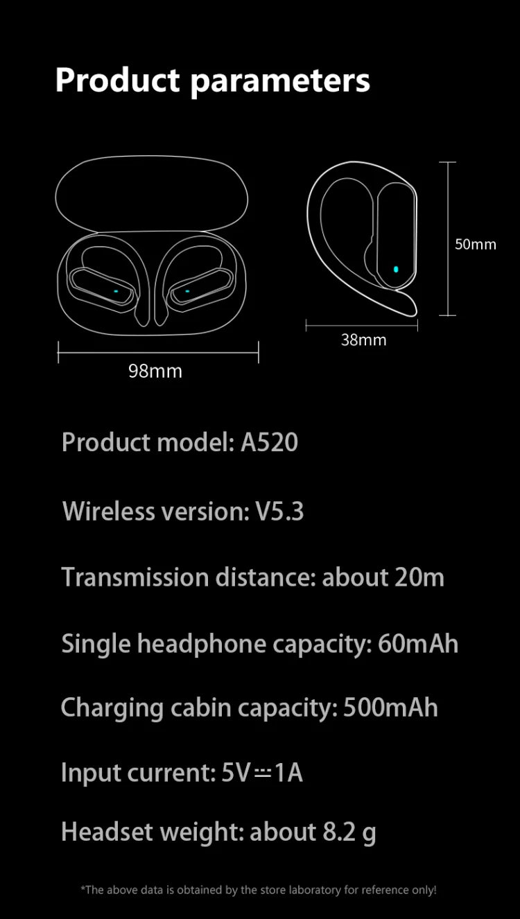 Bosebye A520 Bluetooth 5.3 TWS Earphones - HiFi Stereo, Waterproof Wireless Sports Earbuds with Mic and Touch Control