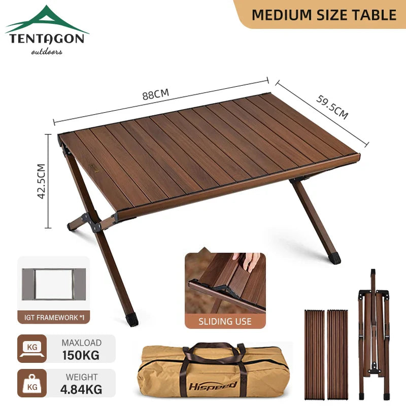 Hispeed Outdoor Camping Folding IGT Table – Multifunctional Wood Table with Gas Stove for BBQ, Picnic & Camp Grill
