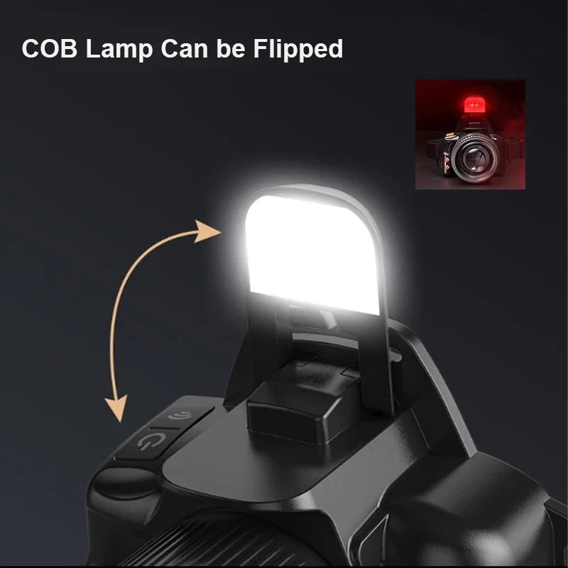 Super Bright LED Sensor Headlamp – USB Rechargeable Front Headlight with Built-in Battery, Motion Sensor Camping & Fishing Lantern Torch