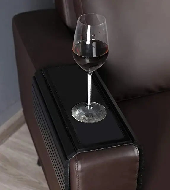 Bamboo Wood Sofa Arm Tray with Phone Holder – Flexible Couch Arm Table for Drinks, Snacks & Remote Control