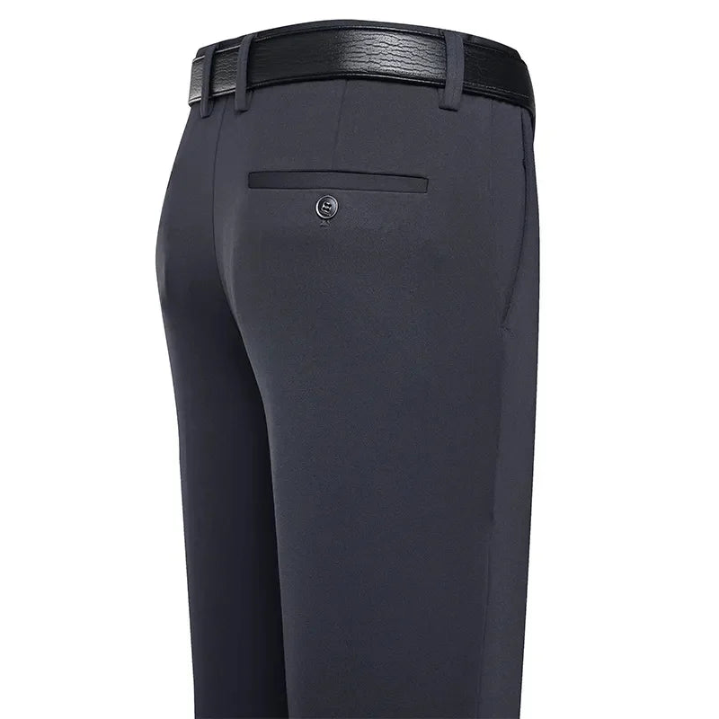 Men's Summer Trousers – Thin Business Casual Elastic Loose Fit Straight Pants | Classic Solid Color