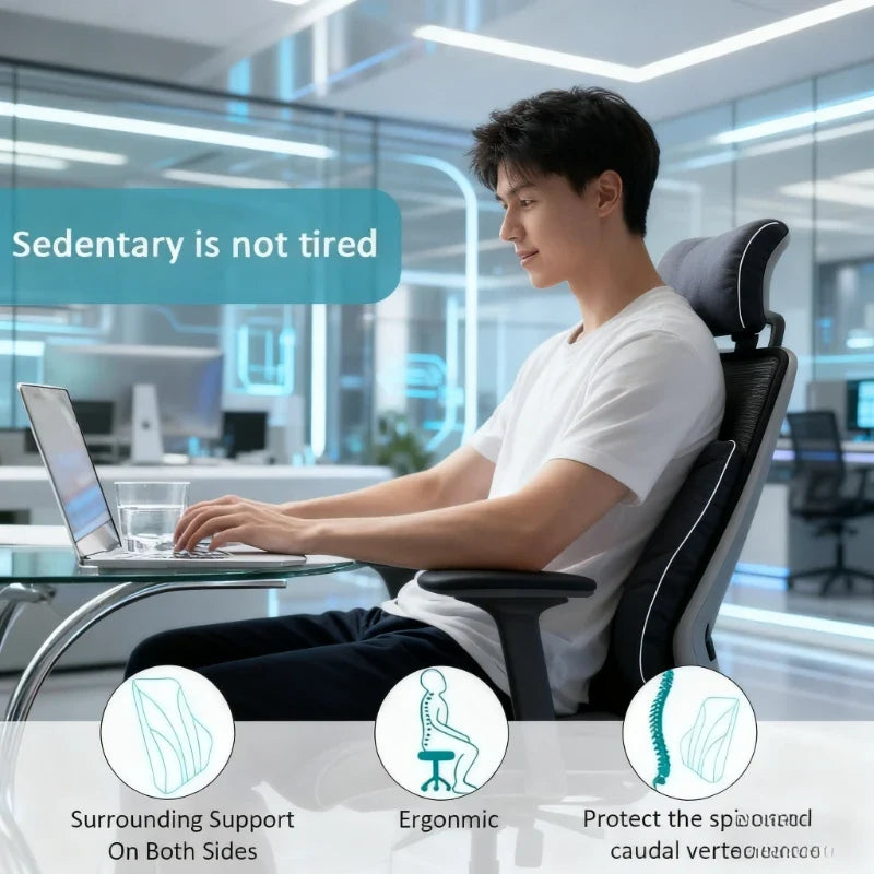Memory Foam Lumbar Support Cushion for Car Seat & Office Chair Back Pain Relief