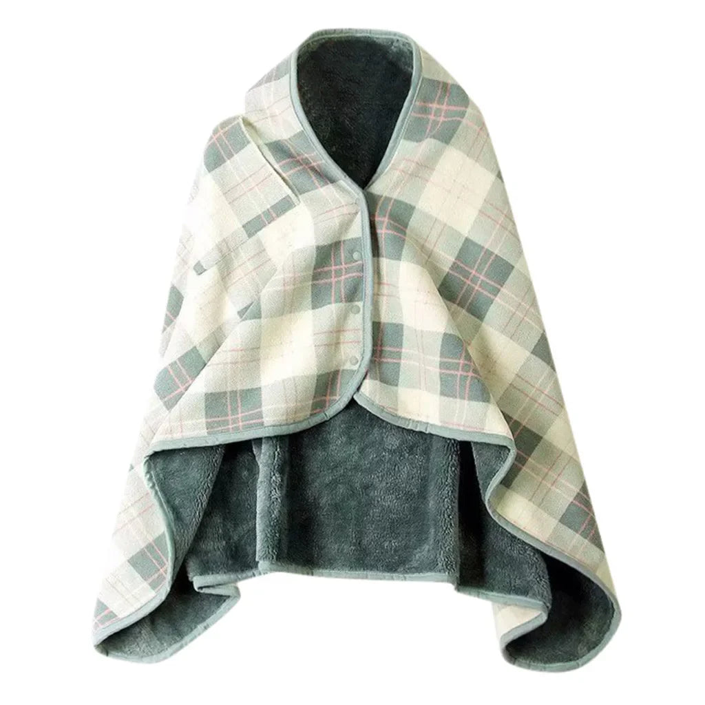 Women’s Double-Layer Tartan Plaid Blanket Scarf – Winter Warm Multifunction Shawl Wrap