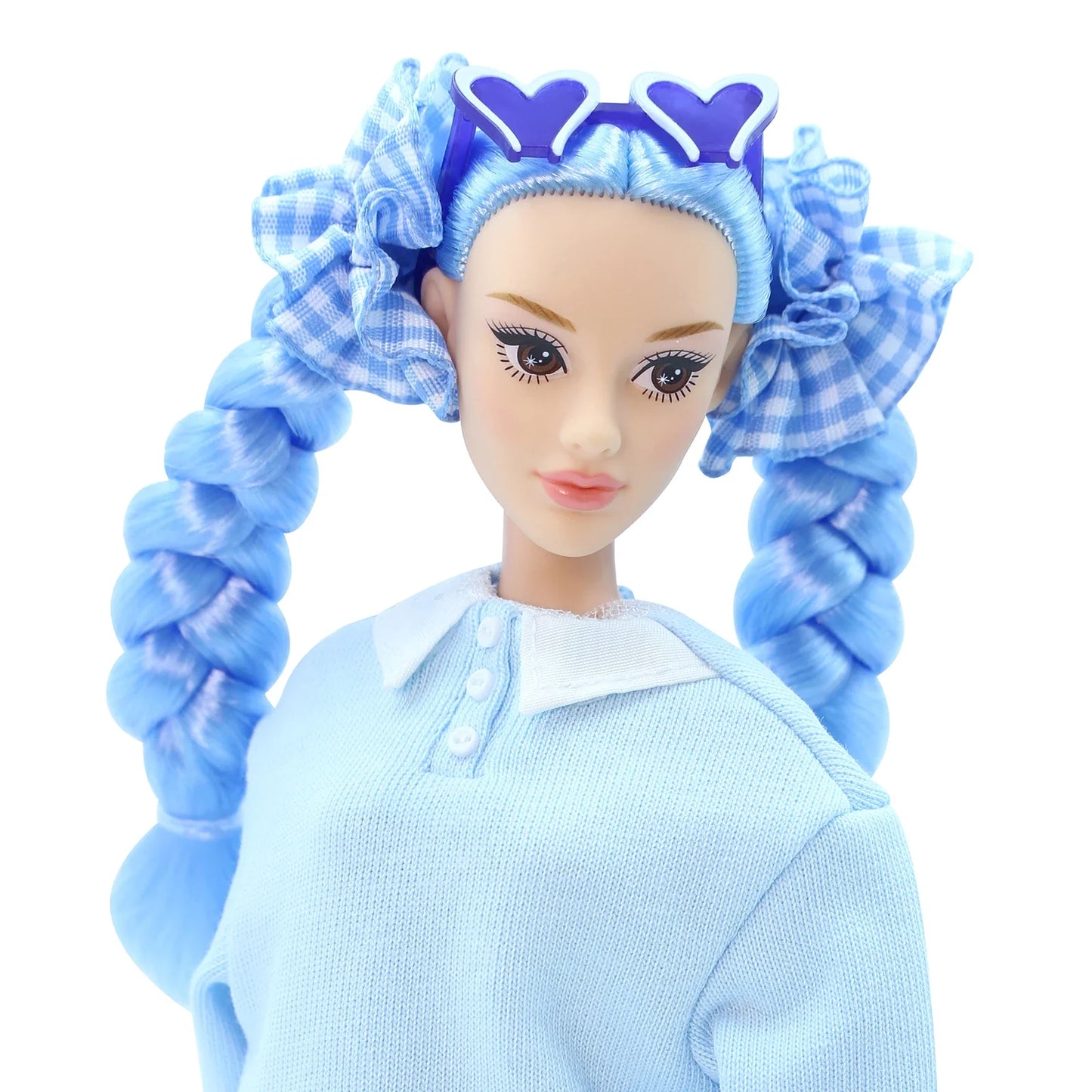 DEFA Lucy Love Fashion Doll – Blue Sweatshirt, Plaid Pleated Skirt & Matching Heeled Boots