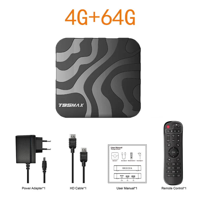 New H618 T95 Max Android 14 Smart TV Box - 8GB RAM, 128GB/64GB Storage, Double WiFi 2.4G & 5.8G, 6K 3D, Voice Assistant Media Player