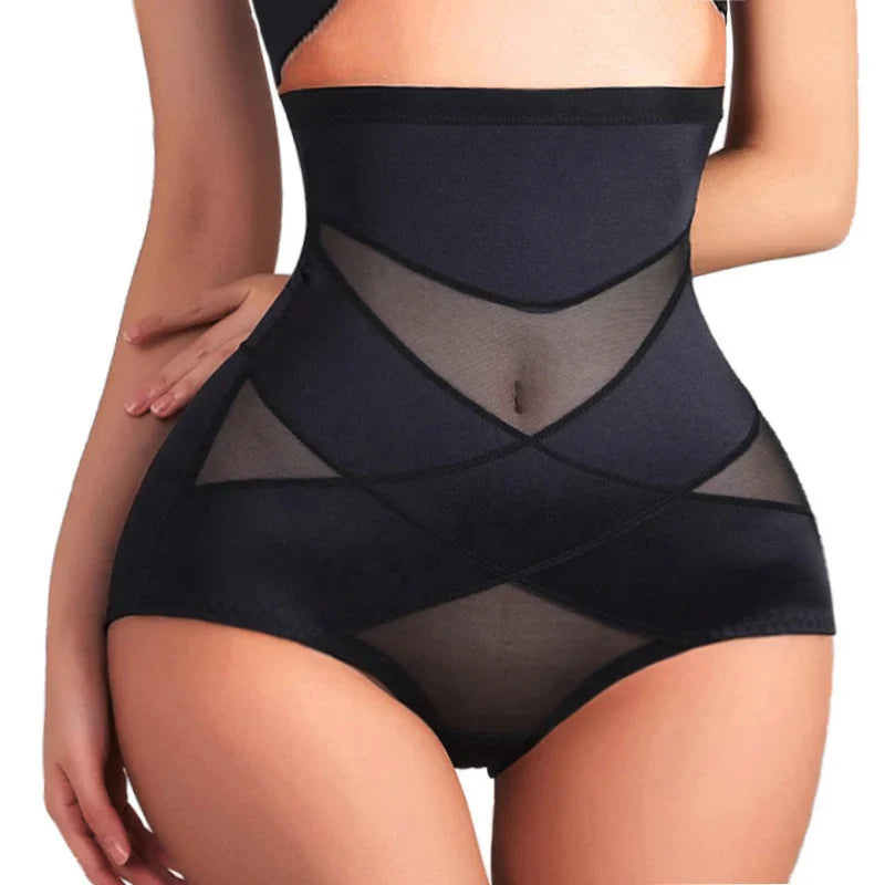 Sexy High-Waist Cross Body Shaper Panties – Women’s Tummy Control Slimming Shapewear Underwear