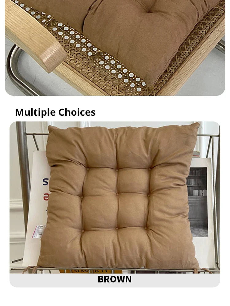Linen Square Cushion – Pearl Cotton Backrest Pillow & Seat Pad for Home, Office, Computer Chair & Stool