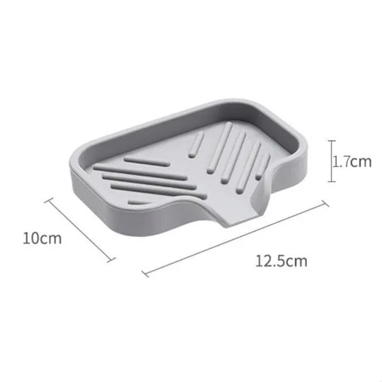 Sink Silicone Tray with Drain – Soap & Sponge Holder, Countertop Scrubber Brush Storage Rack, Kitchen Organizer