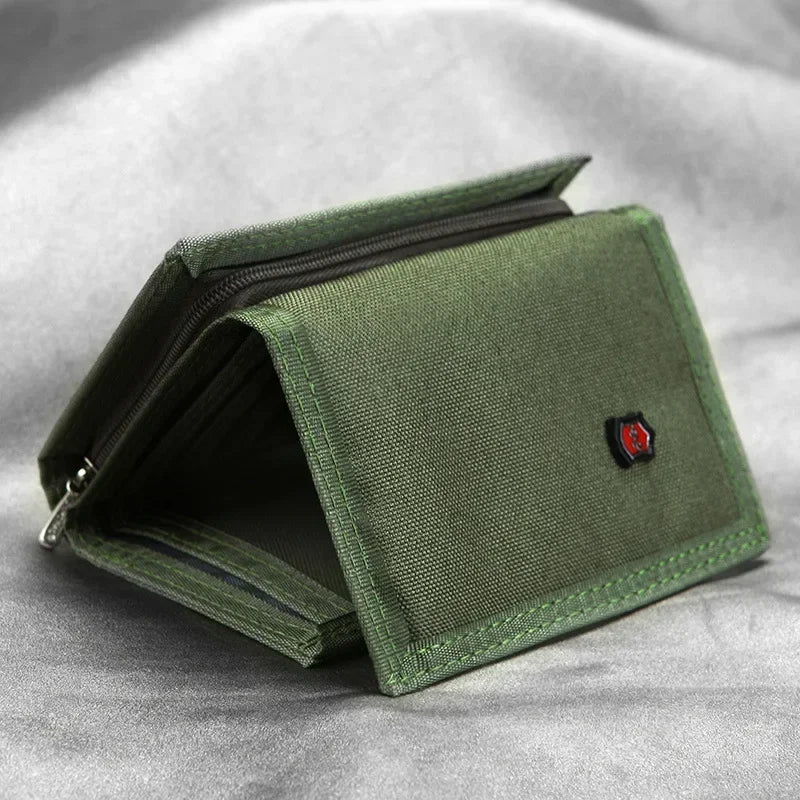 Men's Korean Tri-Fold Coin Purse – 5 Colors, Slim Canvas Wallet, Multifunctional Card Holder