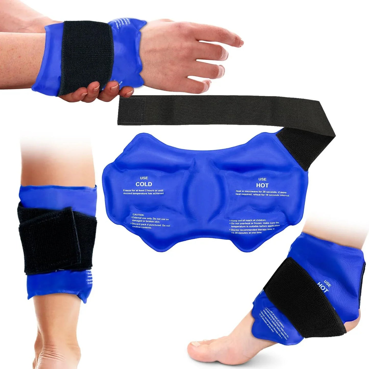 Ankle Brace Ice Pack Wrap — Hot & Cold Therapy Gel Pack for Pain Relief and Sprains