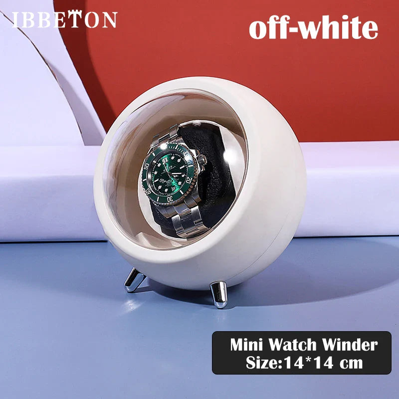 IBBETON Single Watch Winder – Automatic Storage Box with USB Cable & Battery, Mabuchi Mute Motor for Automatic Watches