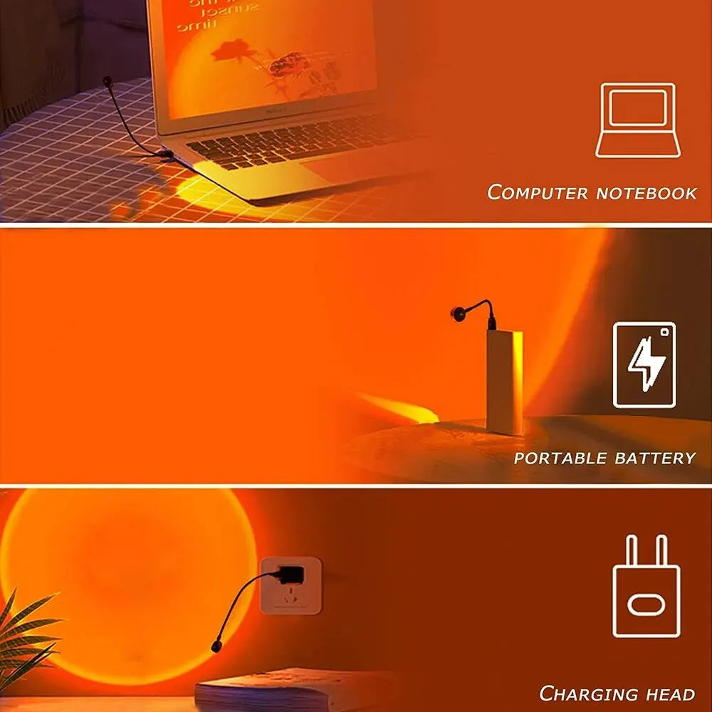 USB Sunset Ambiance Light – Portable Mood Lamp for Bedroom, Desk & Relaxing Home Decor