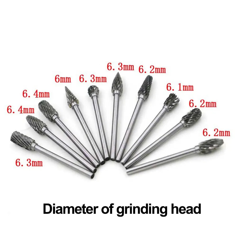 5Pcs Carbide Tungsten Steel Wood Milling Cutter Set - Double Rotary File Heads for Root Carving and Woodworking
