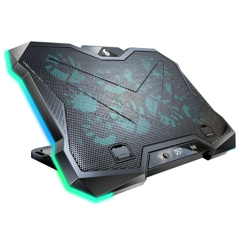 D11 Gaming Laptop Cooler Stand – 10-Fan Foldable Adjustable Cooling Pad for 12–18” Notebooks with RGB Lighting & Heat Dissipation