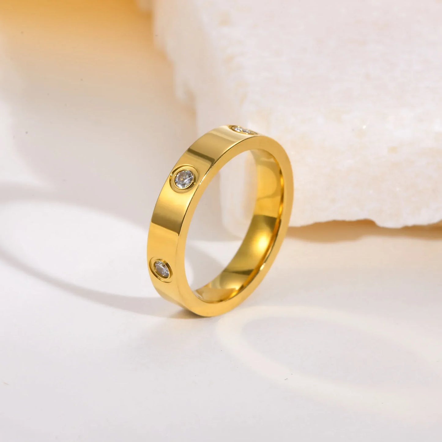 Gold-Plated Cubic Zirconia Love Ring — Promise & Wedding Band for Women
