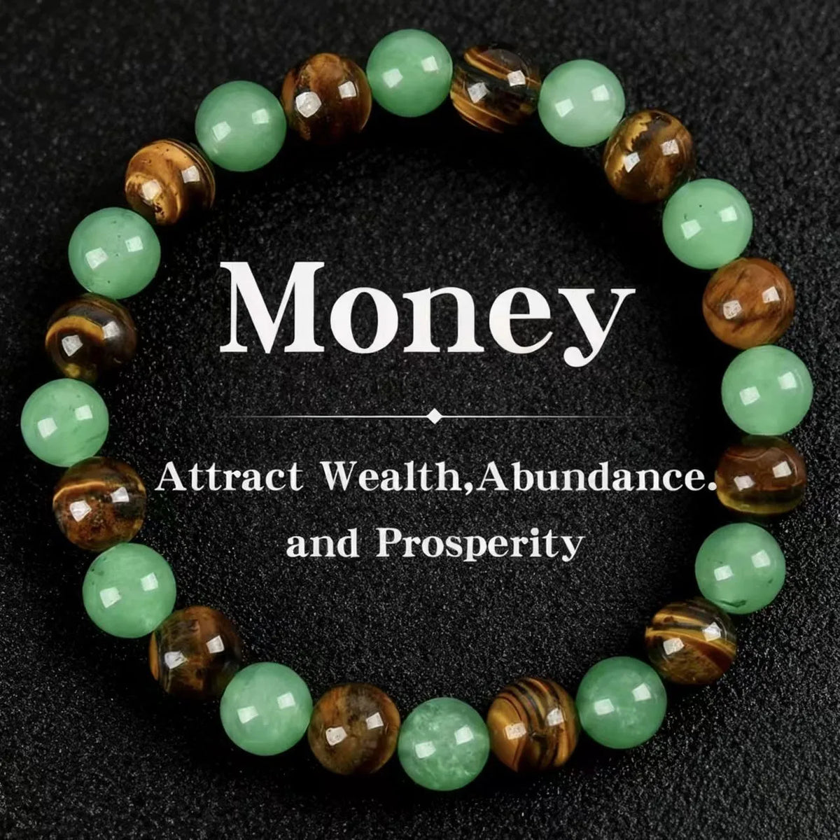 Natural Gemstone Wealth Bracelet – Tiger Eye & Aventurine Vintage Style Beaded Jewelry for Men & Women Gift