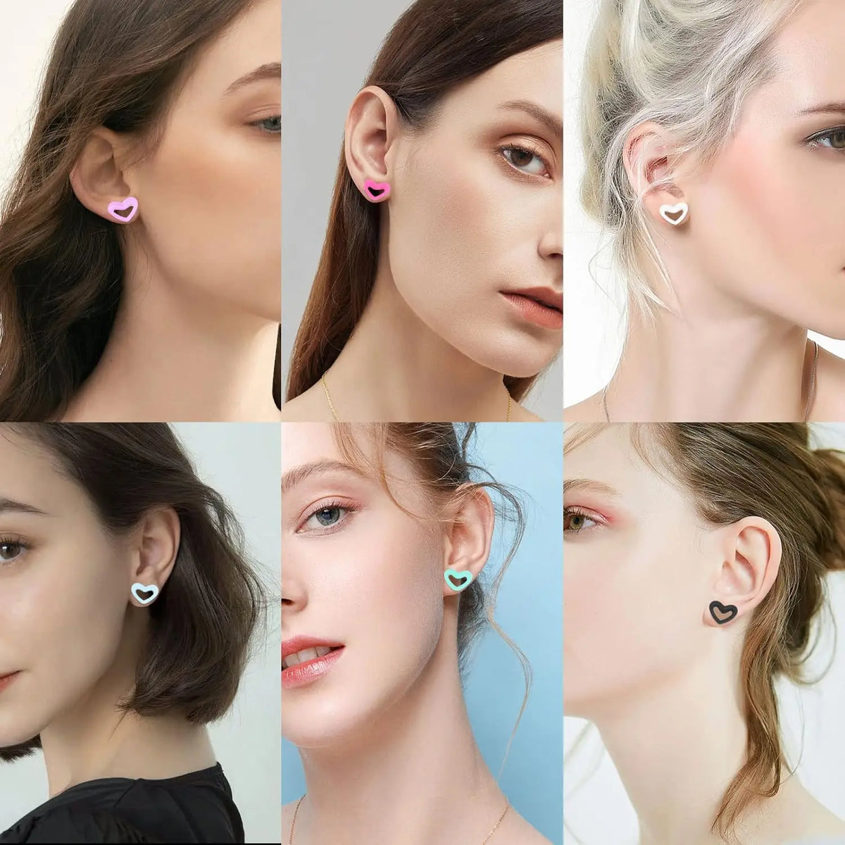6 Pairs Heart Shape Silicone Ear Gauges – Flexible Double Flared Piercing Tunnels (2g to 1 inch) Stretch Ear Plug Body Jewelry Set