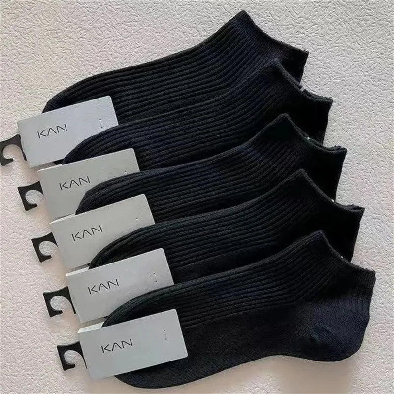 5 Pairs Women’s Ankle Socks Pack – 100% Cotton Invisible Low Cut Boat Socks, Sweat-Absorbing Breathable White Socks for Daily Wear