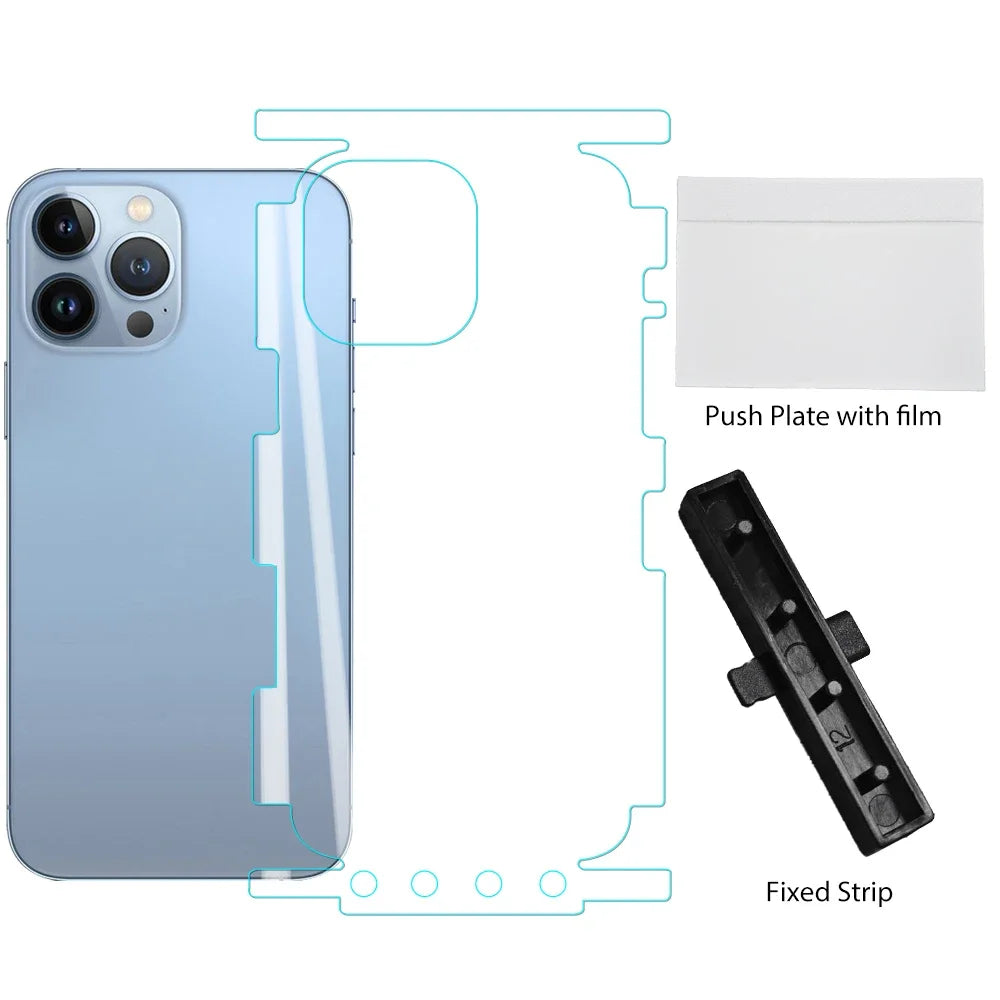 3 Sets Back Hydrogel Film Border Frame Stickers — Full Cover Back Screen Protectors for iPhone 16 Pro, 15, 14, 13, 12 Pro Max Plus
