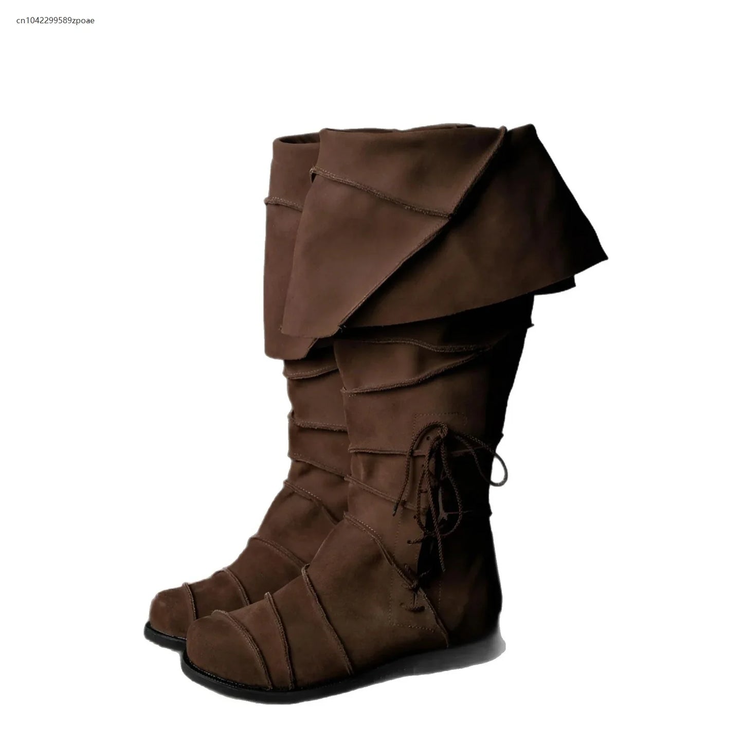 Men’s Renaissance Brown Boots – Vintage Cosplay Viking, Pirate, Steampunk & Knight Costume Low Heel Tall Boots 2025
