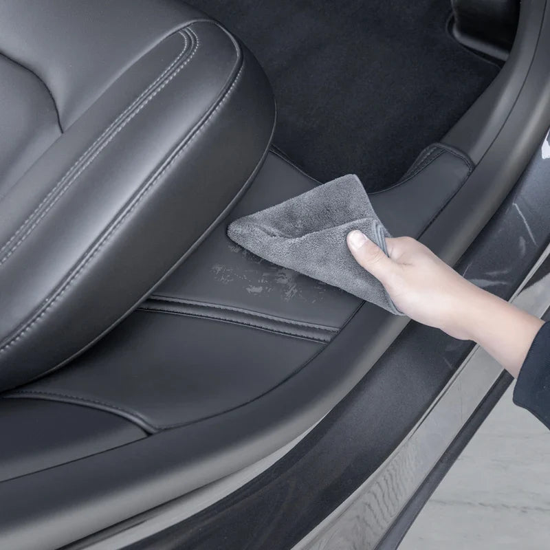 2Pcs Rear Door Sill Anti-Kick Pads for Tesla Model Y β Suede Trample-Resistant Protective Pads