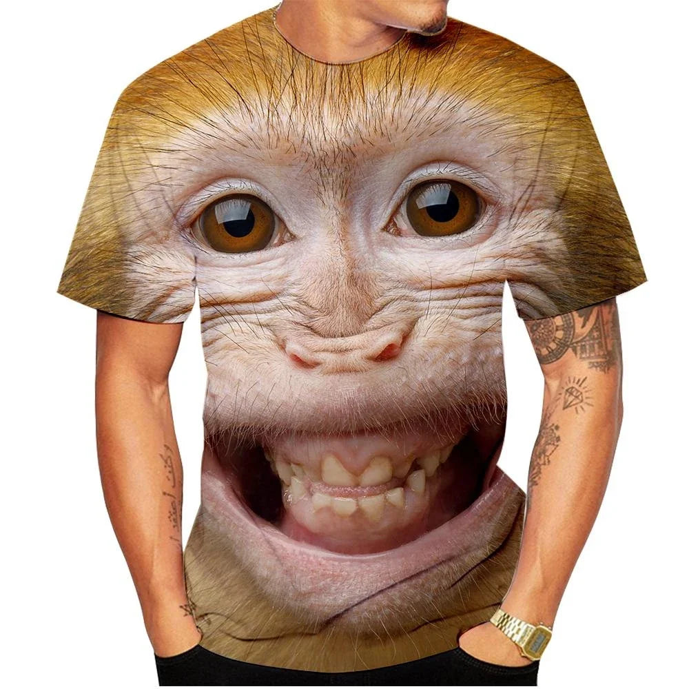 Men’s 3D Gorilla Monkey T-Shirt - Funny Graphic Print Summer Short Sleeve Shirt