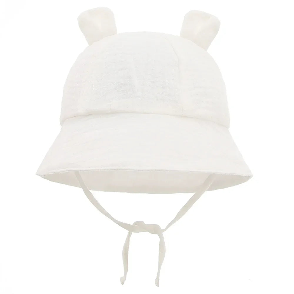Muslin Cotton Baby Sun Hat – Soft Summer Panama Bucket Cap for Infants (3–12M) | Breathable Kids Sun Protection Hat for Boys & Girls