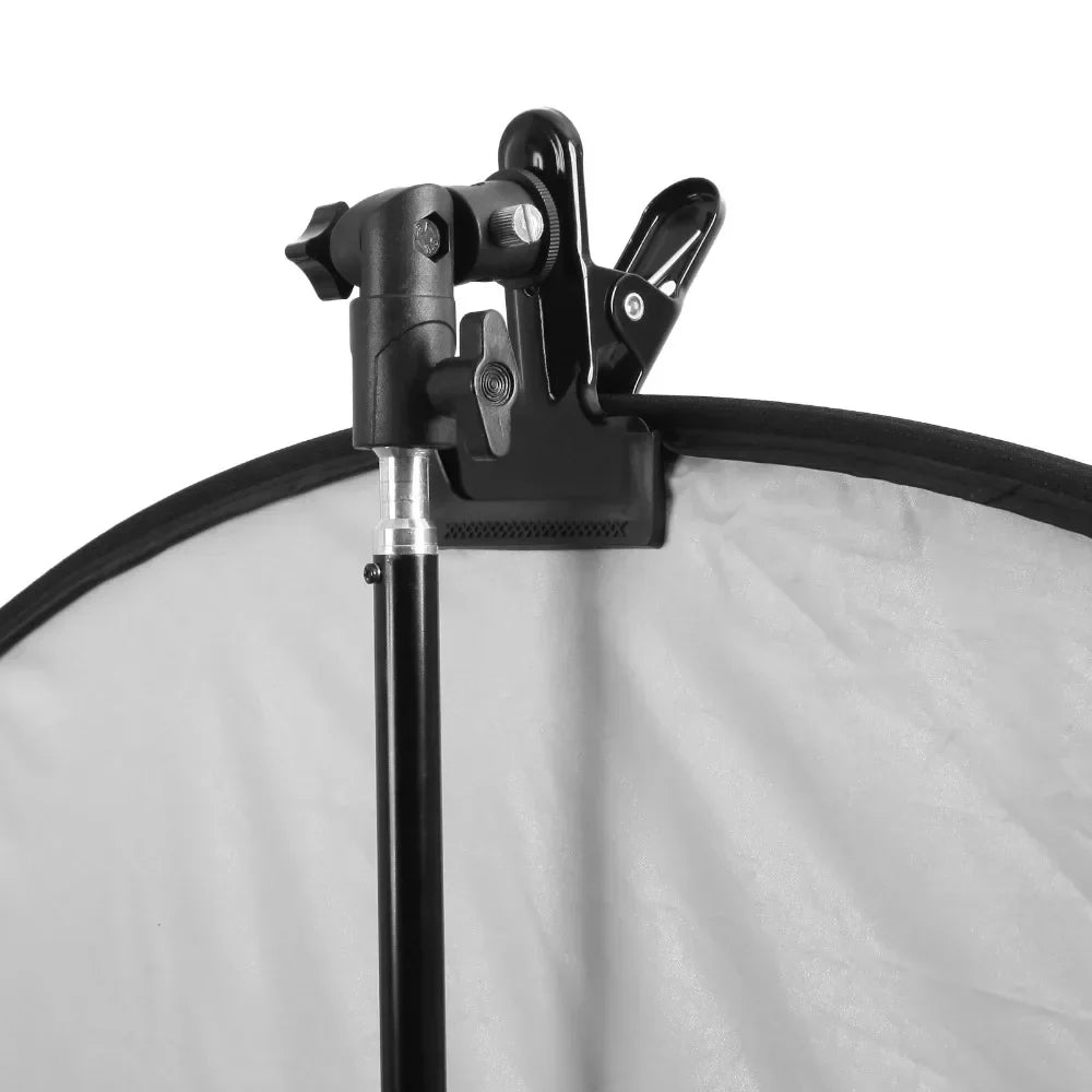 Reflector Clamp Clip Holder with 1/4" to 3/8" Screw Mount – Swivel Adapter for Photo Studio Reflectors & Backgrounds