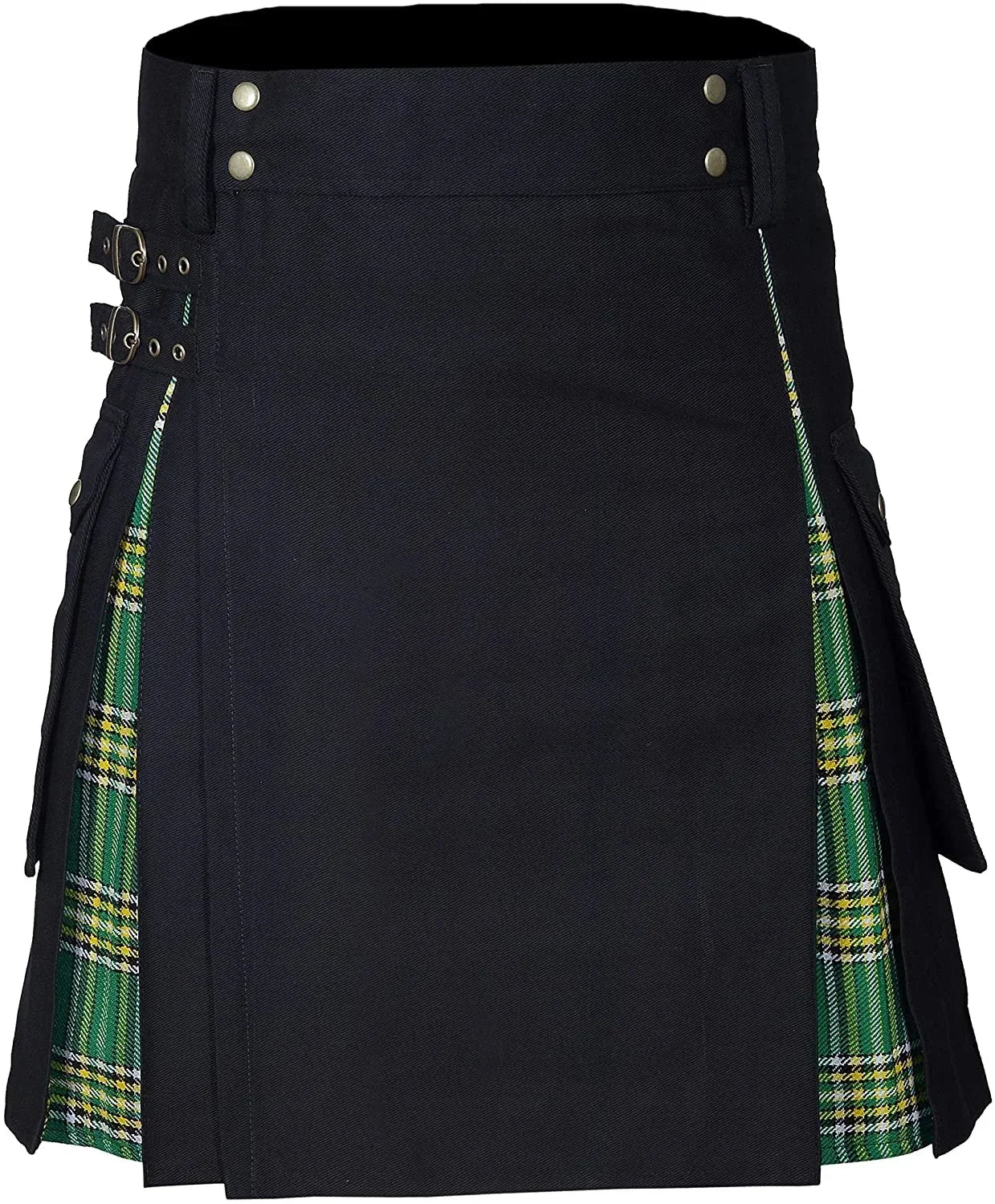 Men's Utility Hybrid Kilt - 100% Cotton Denim Tartan Style Box Pleated Traditional Kilt