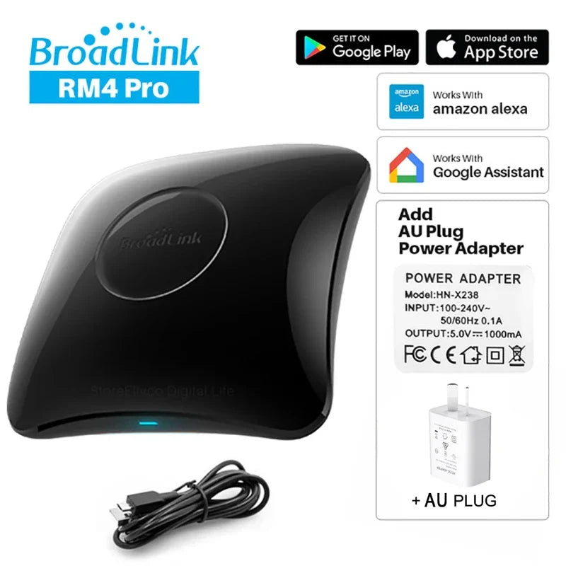 Broadlink RM4 Pro Universal Smart Remote – IR/RF/WiFi Control, Works with Alexa & Google Home