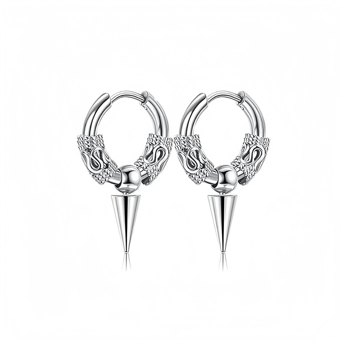 Long Hanging Cross & Leaf Hoop Earrings – Vintage Stainless Steel Hip Hop Unisex Jewelry Accessories