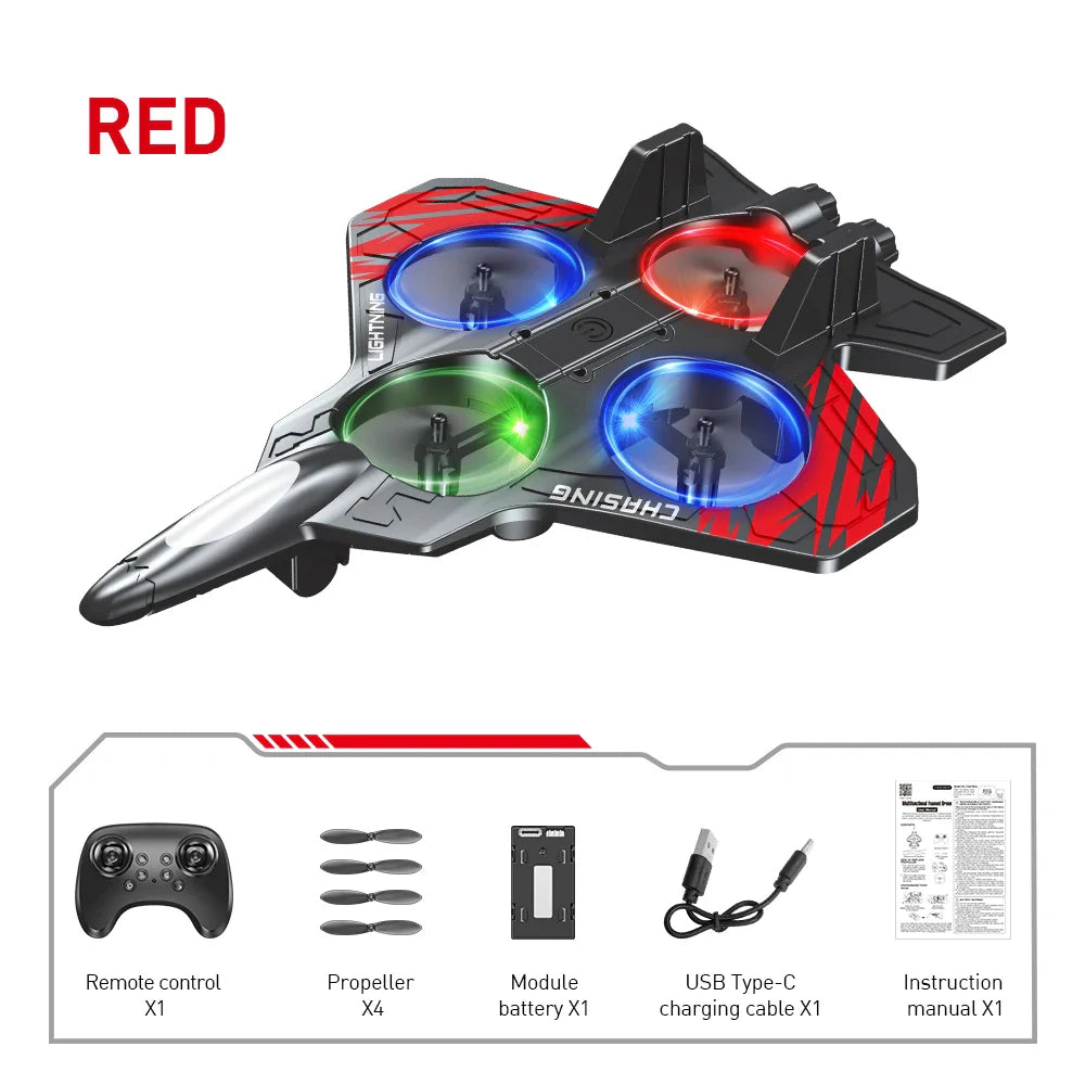 E72 Foam Stunt Aircraft Drone – High-Performance 360° Flip UAV with LED Lights, Fixed Height Hover Remote Control Fighter Toy