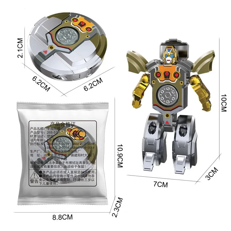 Fingertip Rotating Gyroscope Robot Toy – Decompression Anti-Drop Mechanical Deformation Fidget Toy for Kids Boys Gift